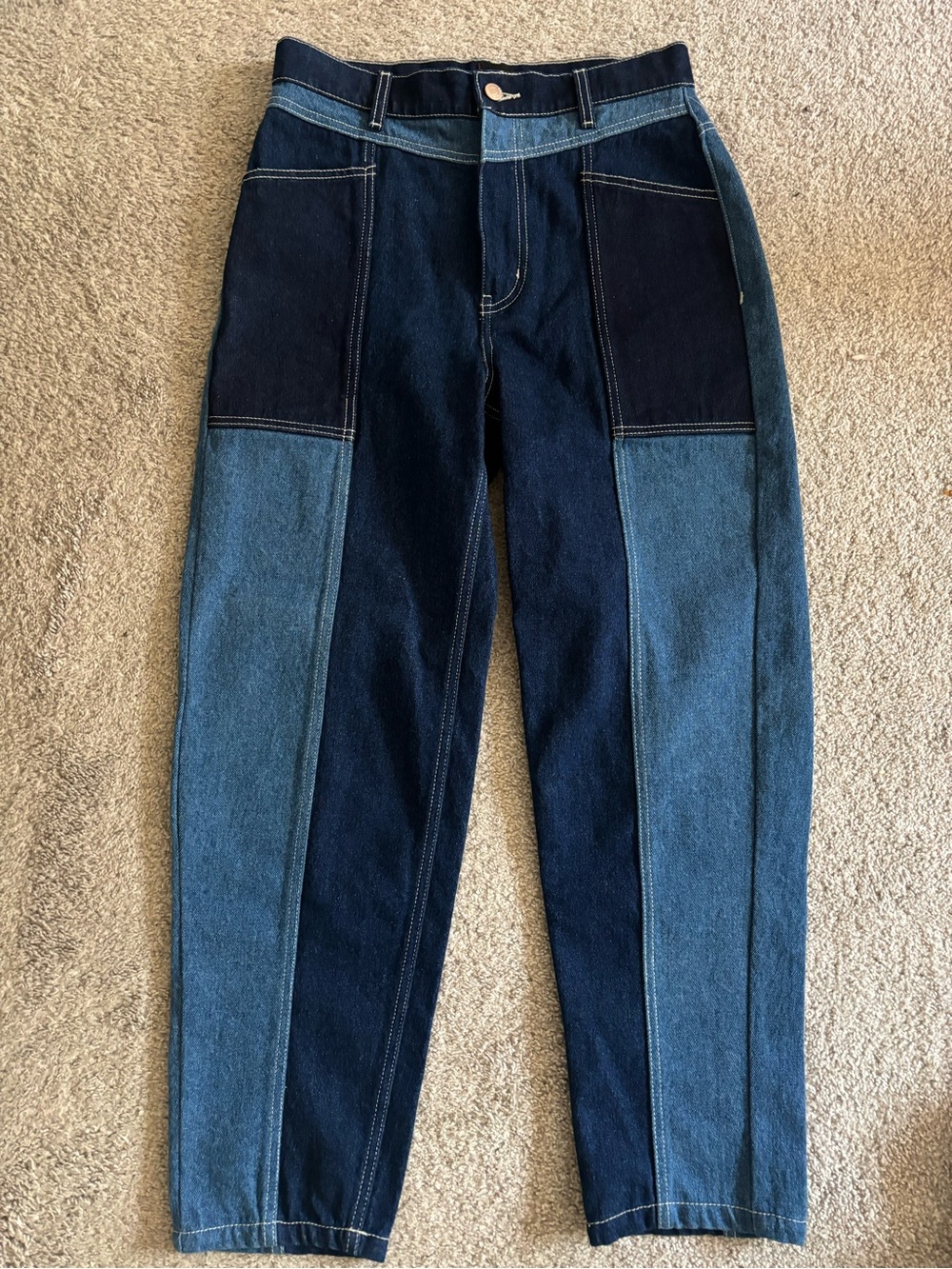 BDG Two-Tone Blue Panel Slim Barrel Jean